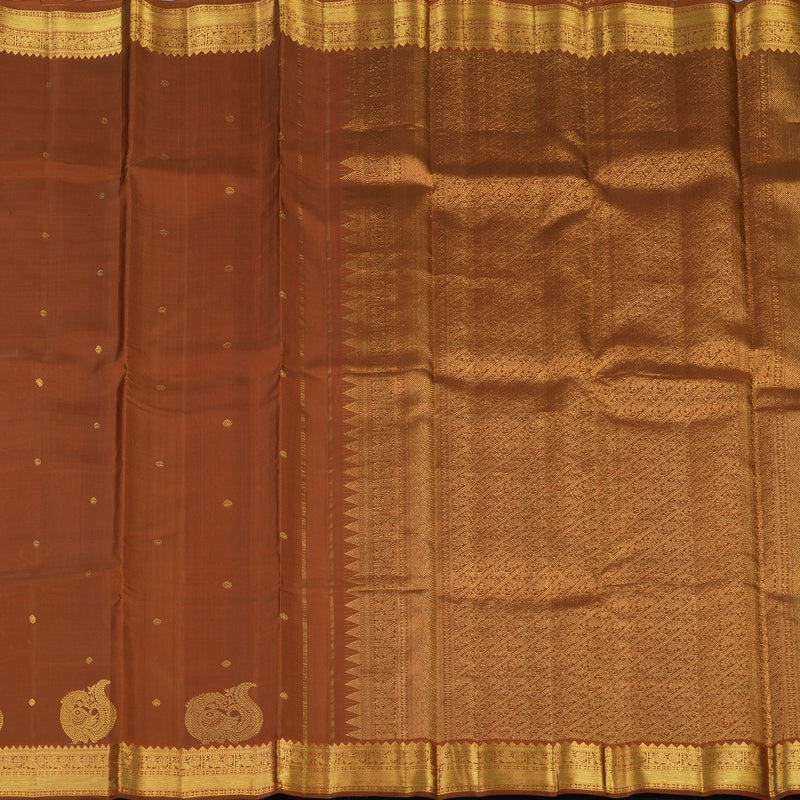 Hayagrivas Handloom Rust Orange Kanjivaram Silk Saree KBE2478C1-5