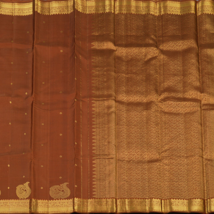 Hayagrivas Handloom Rust Orange Kanjivaram Silk Saree KBE2478C1-5
