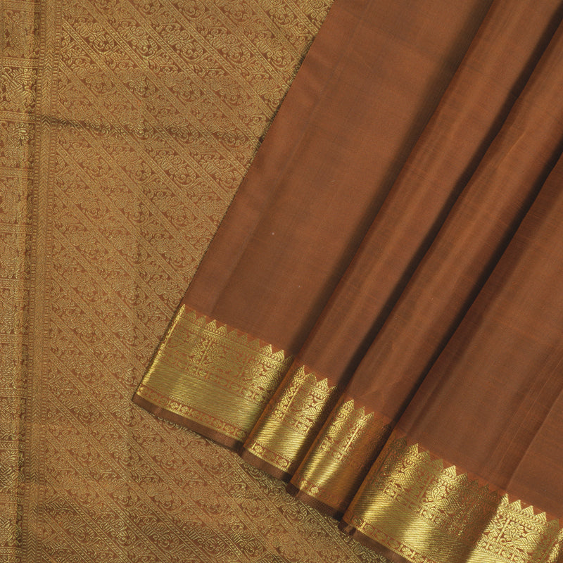 Hayagrivas Handloom Rust Orange Kanjivaram Silk Saree KBE2478C1-5