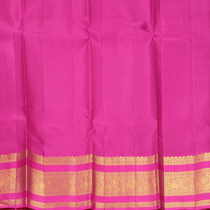 Hayagrivas Handloom Bottle Green Kanjivaram Silk Saree with Rani Pink Border KBE2478C2-2