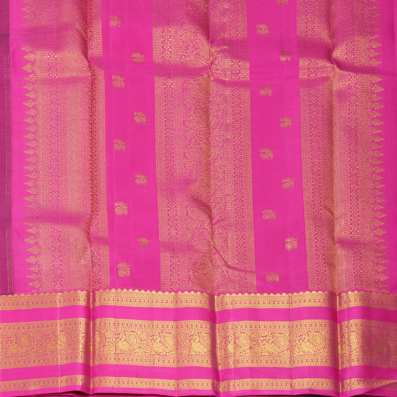 Hayagrivas Handloom Bottle Green Kanjivaram Silk Saree with Rani Pink Border KBE2478C2-2