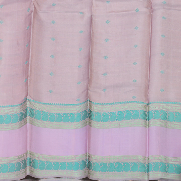Hayagrivas Handloom Peach Orange Kanjivaram Silk Saree with Lavendar Border KBE247D12-1
