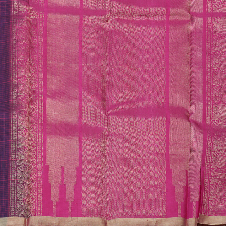 Hayagrivas Handloom Pure Plum Purple Soft Silk Saree with Pink Border KBE247D13-1