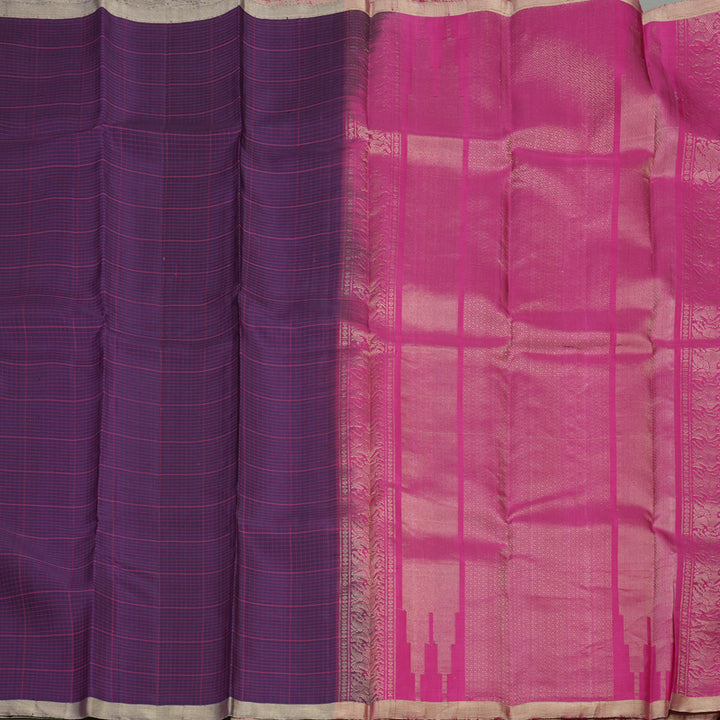 Hayagrivas Handloom Pure Plum Purple Soft Silk Saree with Pink Border KBE247D13-1