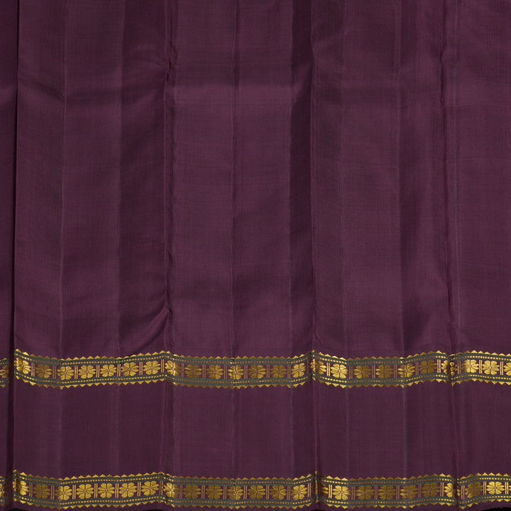 Hayagrivas Handloom Half-White Kanjivaram Silk Saree with Burgundy Border KBE2480C1-1