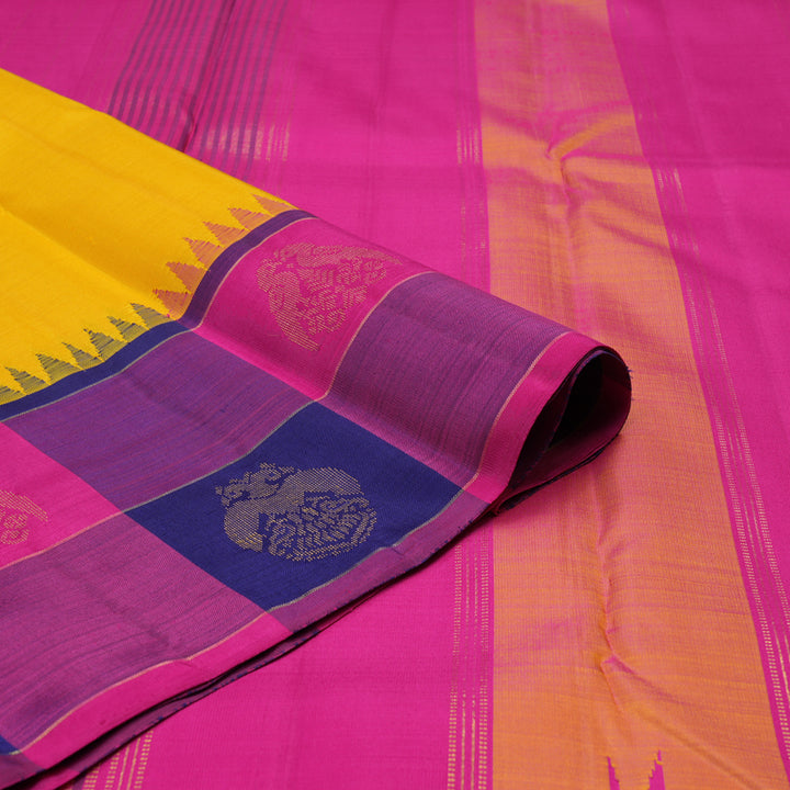 Hayagrivas Handloom Yellow Kanjivaram Silk Saree KBE2480C5-1