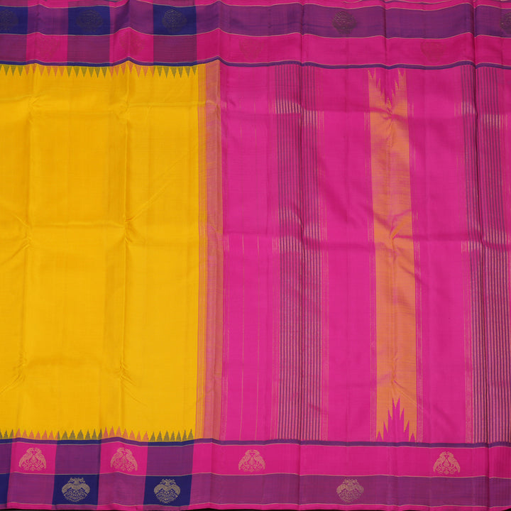 Hayagrivas Handloom Yellow Kanjivaram Silk Saree KBE2480C5-1