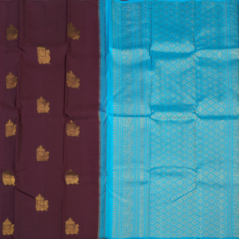 Hayagrivas Handloom Wine Kanjivaram Silk Saree KBE2481C3-1