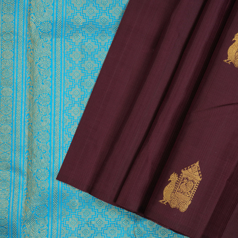Hayagrivas Handloom Wine Kanjivaram Silk Saree KBE2481C3-1