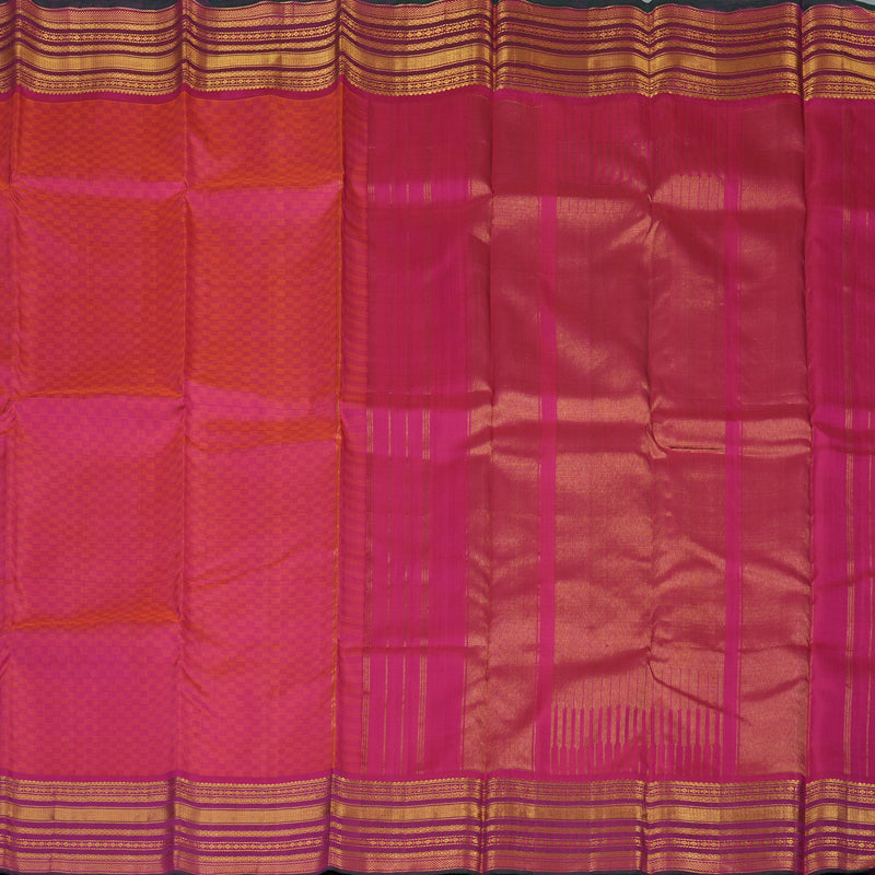 Hayagrivas Handloom Orange & Pink (Carpet Checks) Kanjivaram Silk Saree KBE2481C5-2
