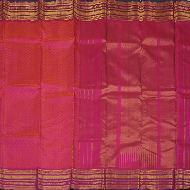 Hayagrivas Handloom Orange & Pink (Carpet Checks) Kanjivaram Silk Saree KBE2481C5-2