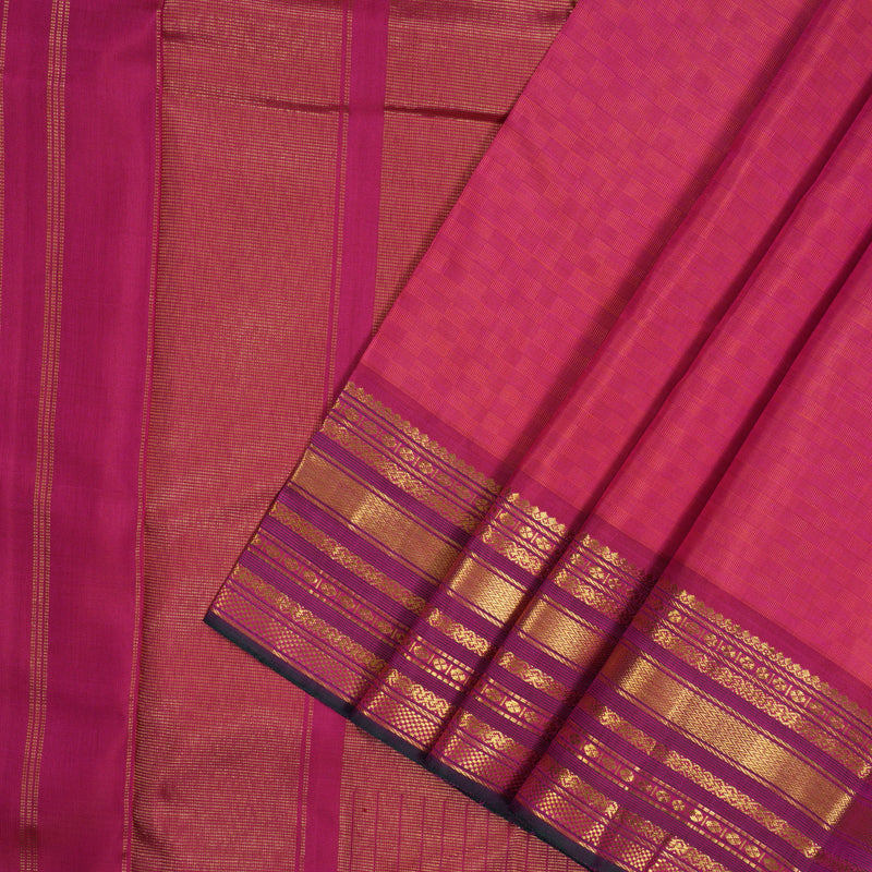 Hayagrivas Handloom Orange & Pink (Carpet Checks) Kanjivaram Silk Saree KBE2481C5-2