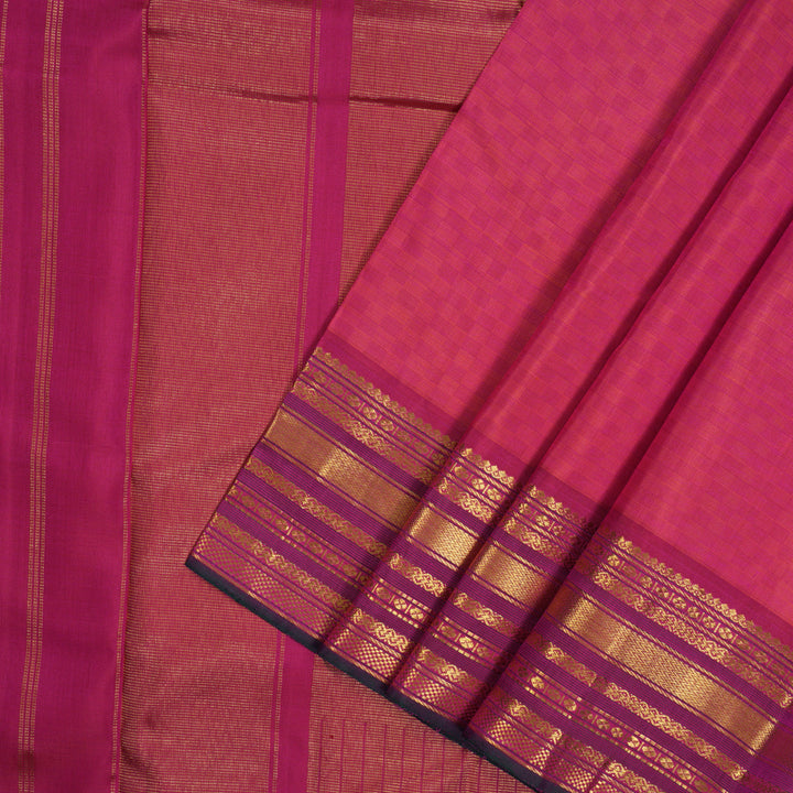 Hayagrivas Handloom Orange & Pink (Carpet Checks) Kanjivaram Silk Saree KBE2481C5-2