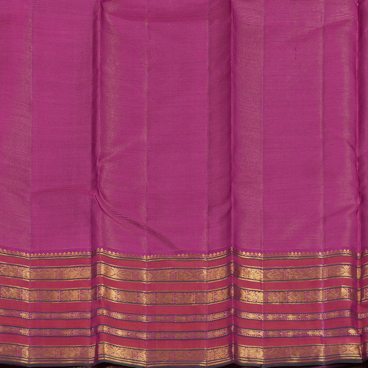 Hayagrivas Handloom Purple Kanjivaram Silk Saree with Orangish-Pink Border KBE2481C7-1