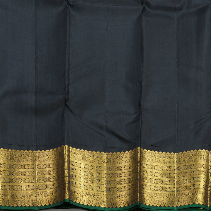 Hayagrivas Handloom Sunset Orange Kanjivaram Silk Saree with Black Border KBE2481C9-1