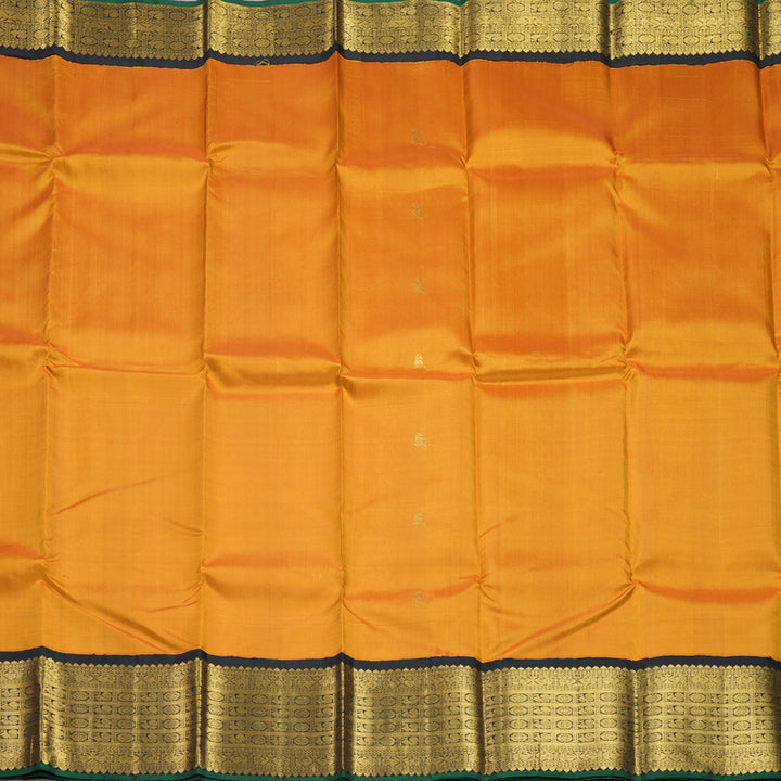 Hayagrivas Handloom Sunset Orange Kanjivaram Silk Saree with Black Border KBE2481C9-1