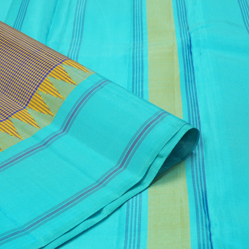 Hayagrivas Handloom Yellow & Blue (Zasa Zasa Kattam) Kanjivaram Silk Saree KBE2483C11-2