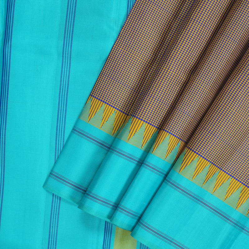 Hayagrivas Handloom Yellow & Blue (Zasa Zasa Kattam) Kanjivaram Silk Saree KBE2483C11-2