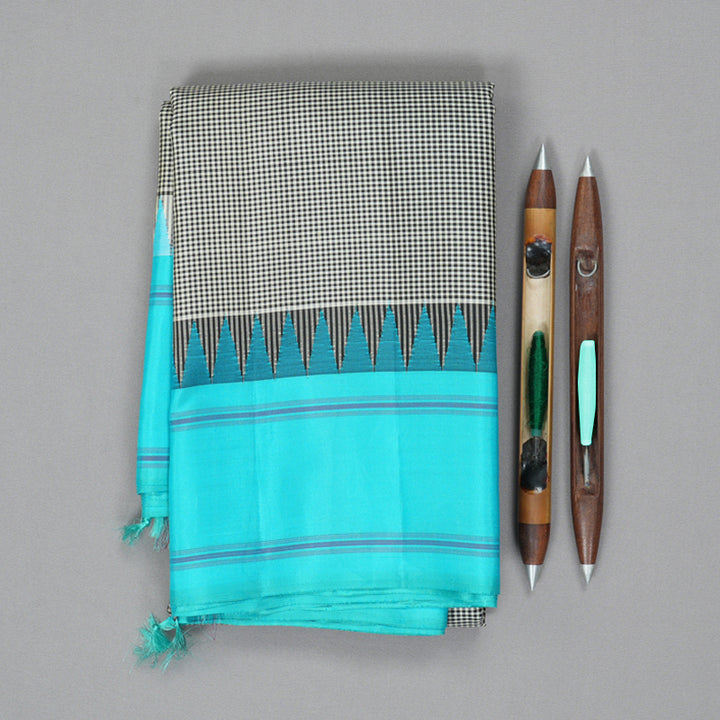 Hayagrivas Handloom Black & White (Zasa Zasa Kattam) Kanjivaram Silk Saree KBE2483C11-3