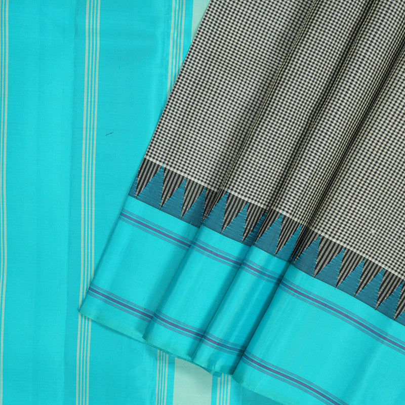 Hayagrivas Handloom Black & White (Zasa Zasa Kattam) Kanjivaram Silk Saree KBE2483C11-3