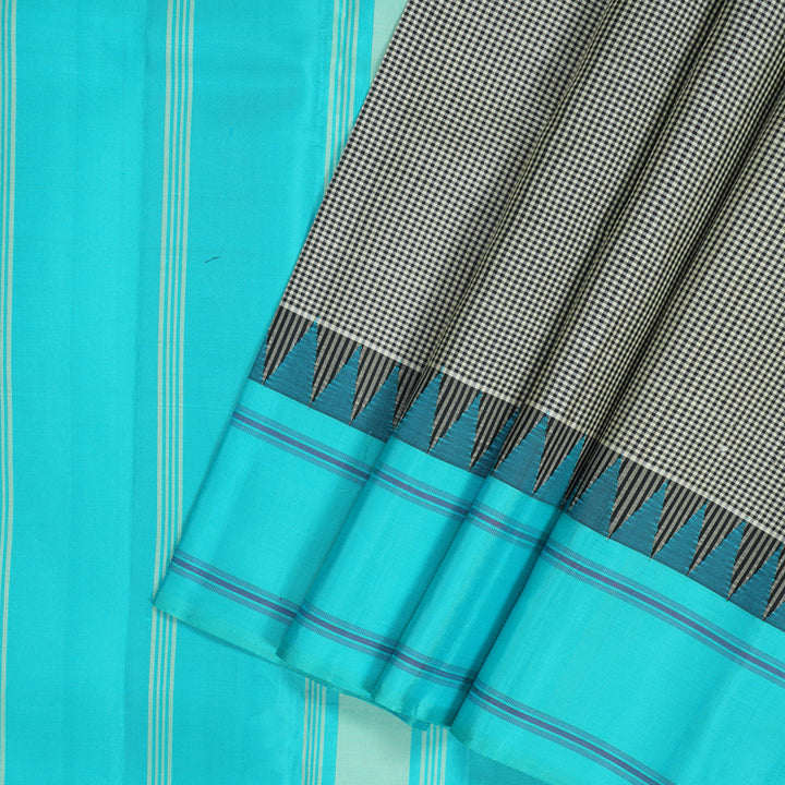 Hayagrivas Handloom Black & White (Zasa Zasa Kattam) Kanjivaram Silk Saree KBE2483C11-3