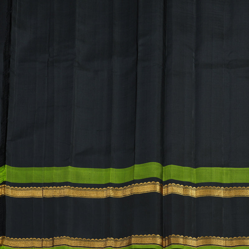 Hayagrivas Handloom Orange Kanjivaram Silk Saree with Black Border KBE2483C14-1