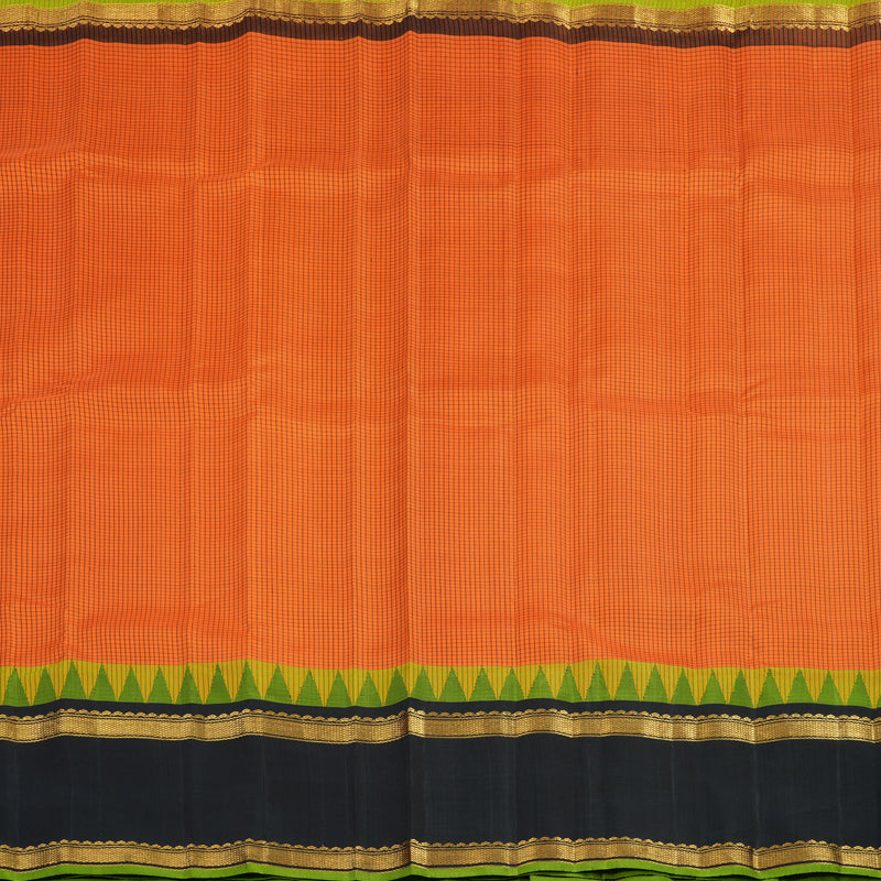 Hayagrivas Handloom Orange Kanjivaram Silk Saree with Black Border KBE2483C14-1