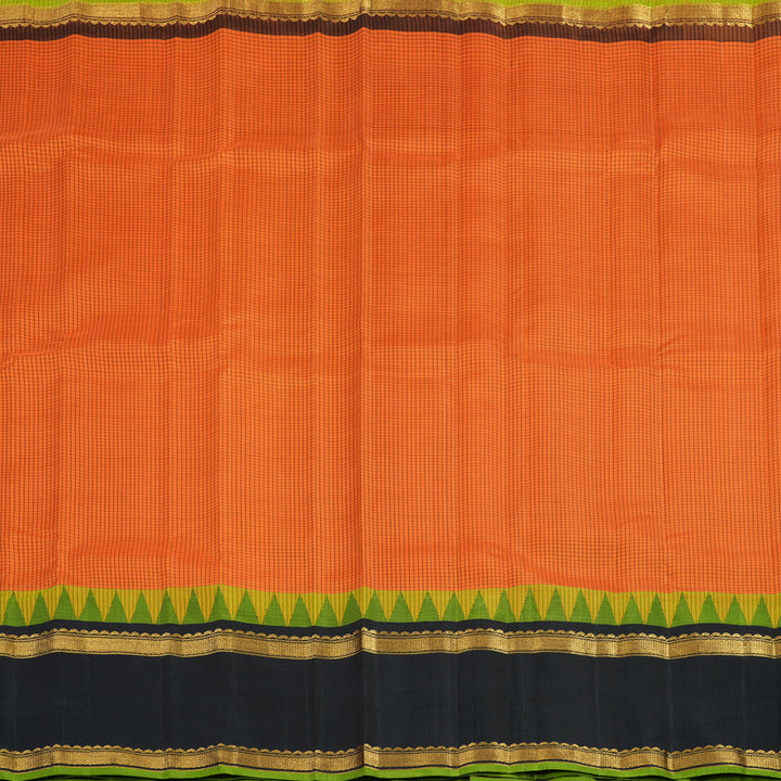 Hayagrivas Handloom Orange Kanjivaram Silk Saree with Black Border KBE2483C14-1