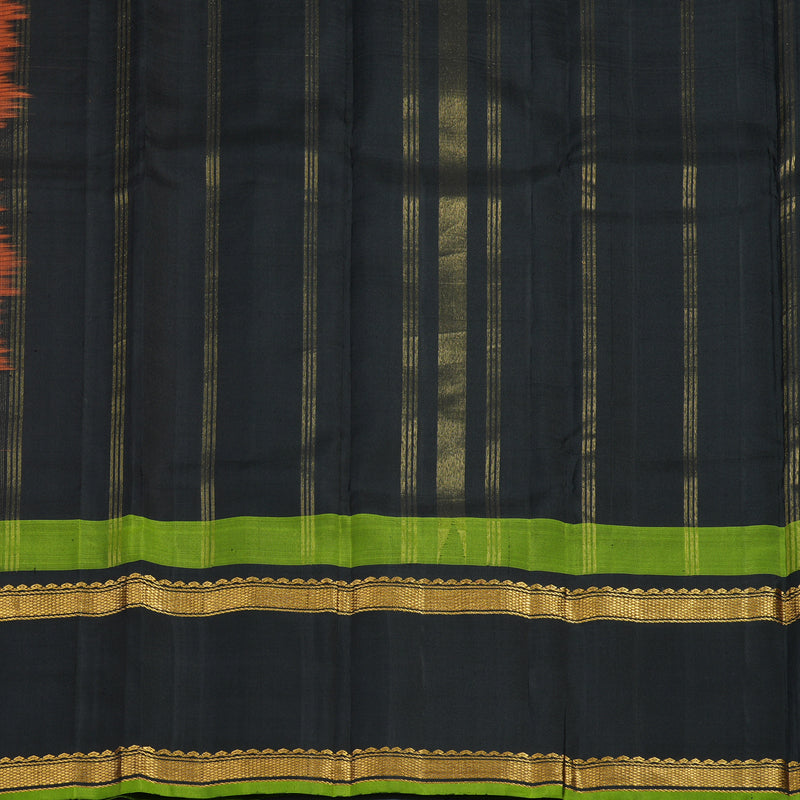 Hayagrivas Handloom Orange Kanjivaram Silk Saree with Black Border KBE2483C14-1