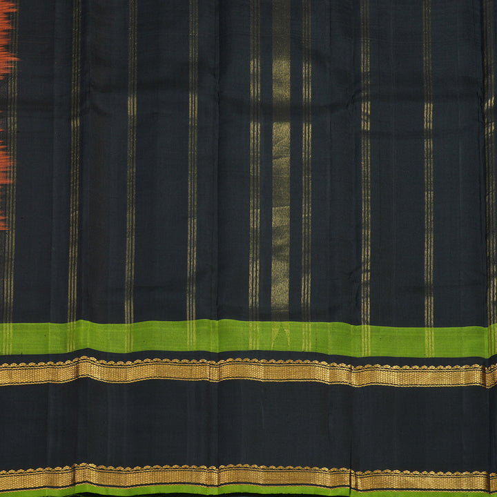 Hayagrivas Handloom Orange Kanjivaram Silk Saree with Black Border KBE2483C14-1