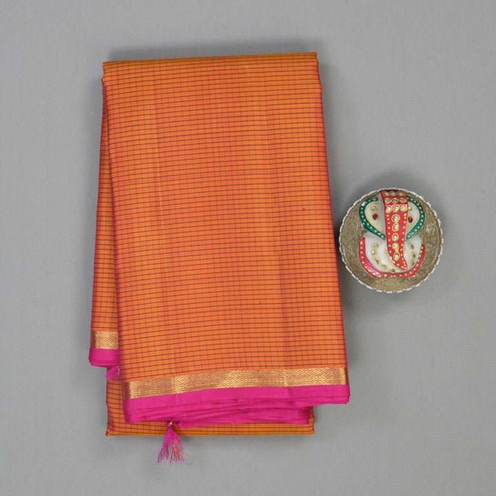 Hayagrivas Handloom Orangish-Pink Kanjivaram Silk Saree KBE2483C3-2