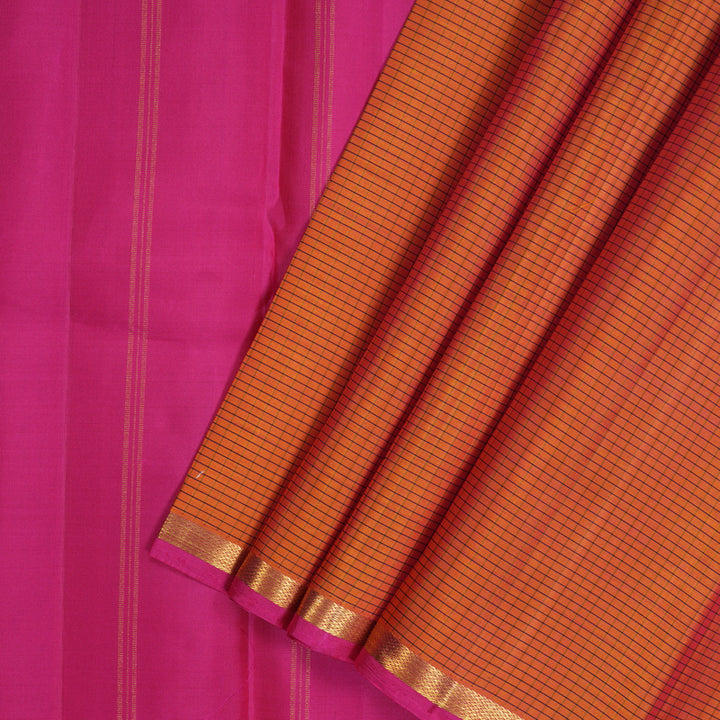 Hayagrivas Handloom Orangish-Pink Kanjivaram Silk Saree KBE2483C3-2