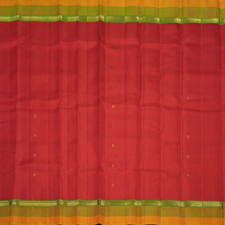 Hayagrivas Handloom Red Kanjivaram Silk Saree with Golden Orange Border KBE2483C6-1