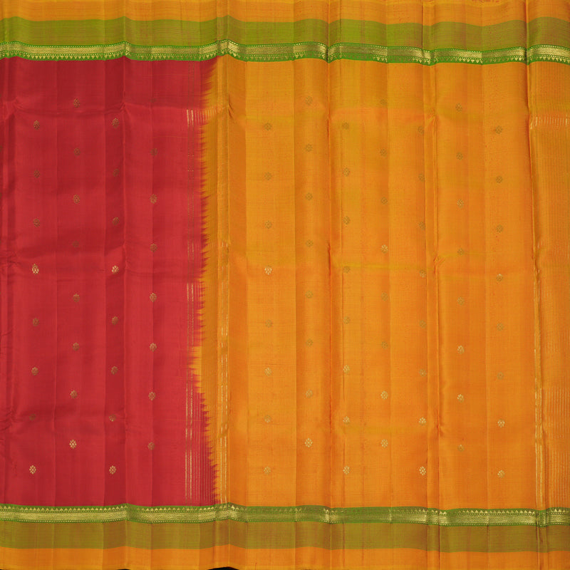 Hayagrivas Handloom Red Kanjivaram Silk Saree with Golden Orange Border KBE2483C6-1