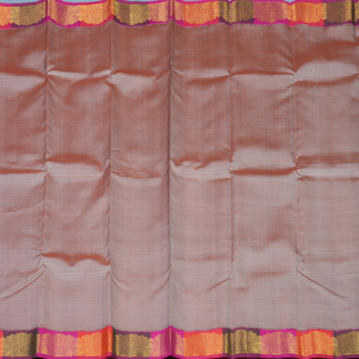 Hayagrivas Handloom Grey-Beige Kanjivaram Silk Saree with Multicolour Border KBE2485C3-1