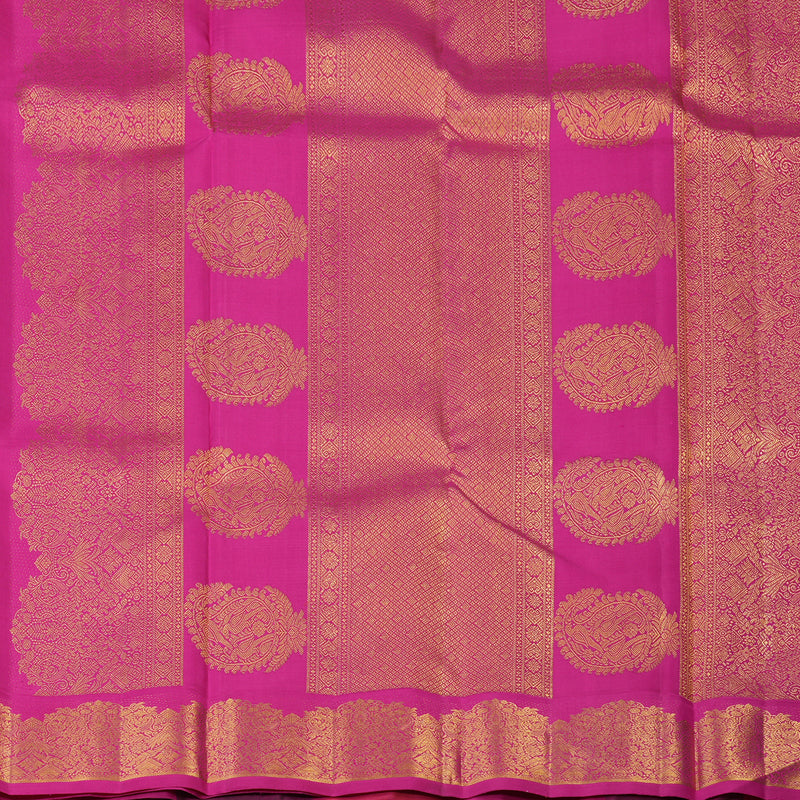 Hayagrivas Handloom Grey-Beige Kanjivaram Silk Saree with Multicolour Border KBE2485C3-1