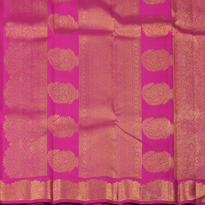 Hayagrivas Handloom Grey-Beige Kanjivaram Silk Saree with Multicolour Border KBE2485C3-1