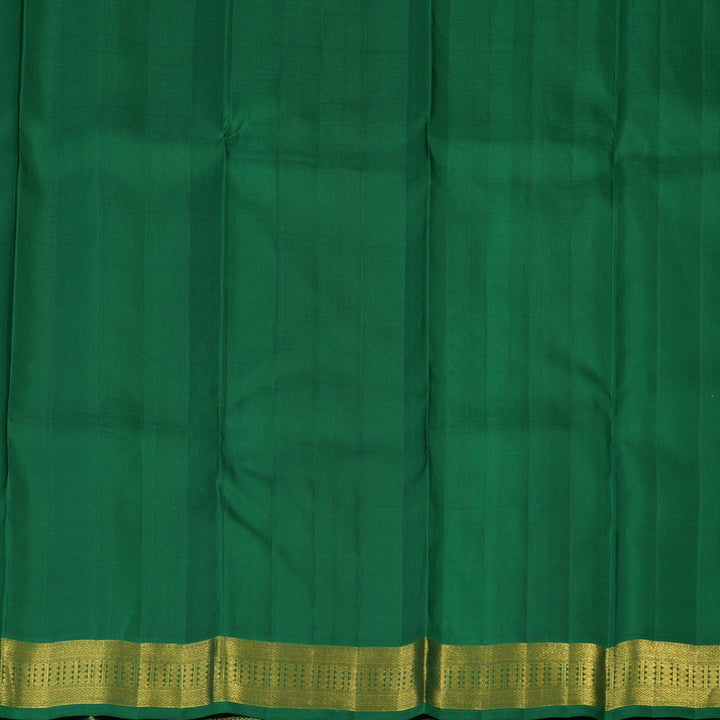Hayagrivas Handloom Mambazham Orange Kanjivaram Silk Saree with Dark Green Border KBE2488C1-2