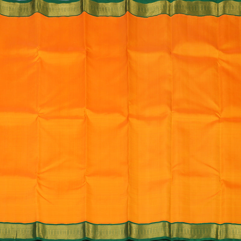 Hayagrivas Handloom Mambazham Orange Kanjivaram Silk Saree with Dark Green Border KBE2488C1-2