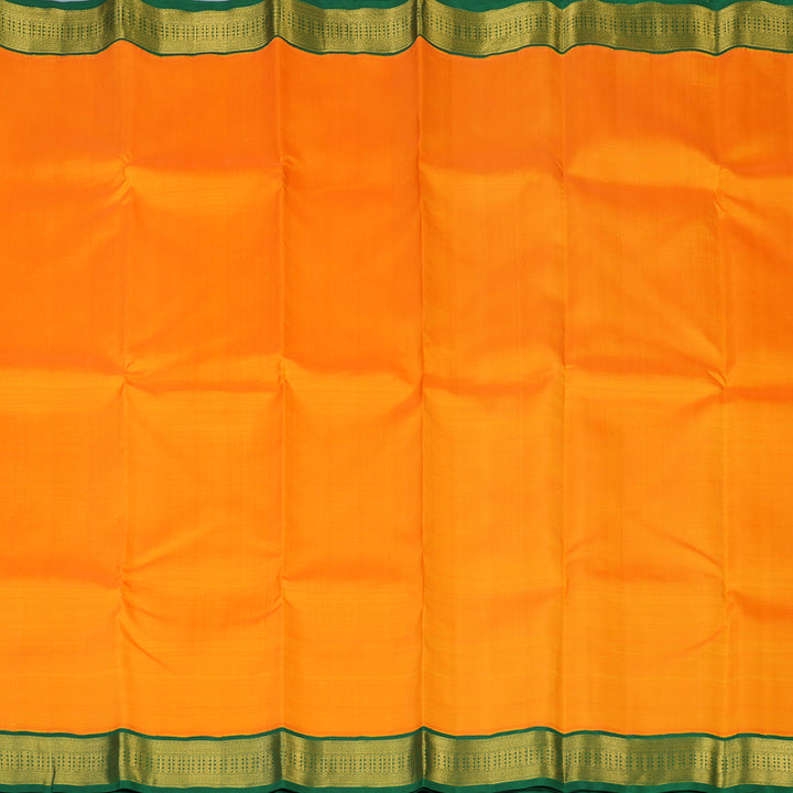 Hayagrivas Handloom Mambazham Orange Kanjivaram Silk Saree with Dark Green Border KBE2488C1-2