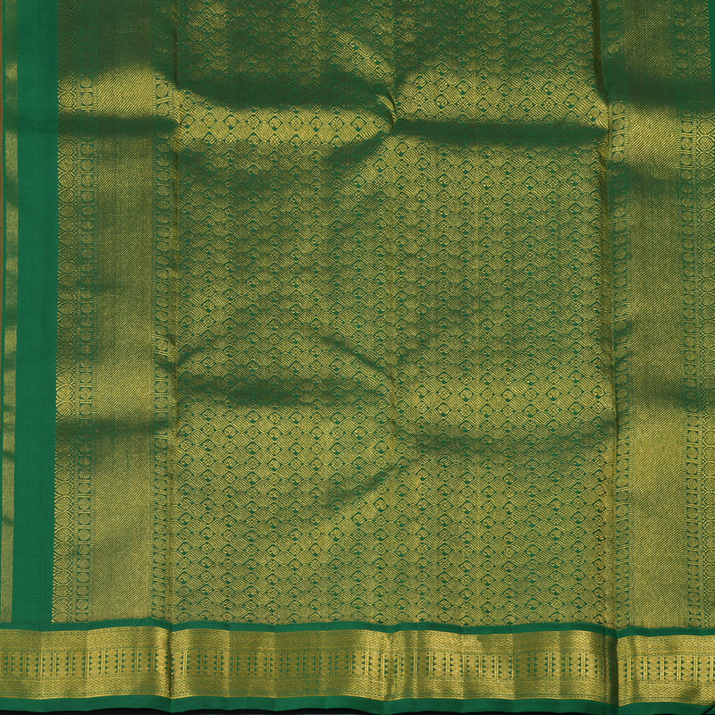 Hayagrivas Handloom Mambazham Orange Kanjivaram Silk Saree with Dark Green Border KBE2488C1-2