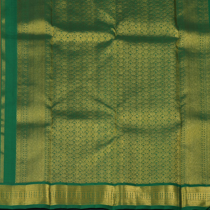 Hayagrivas Handloom Mambazham Orange Kanjivaram Silk Saree with Dark Green Border KBE2488C1-2