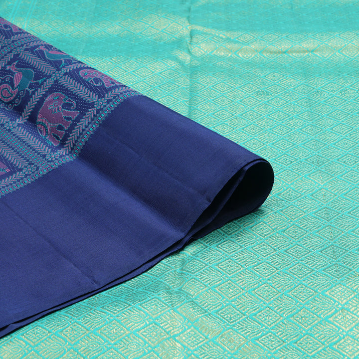 Hayagrivas Handloom Dark Blue Kanjivaram Silk Saree KBE2489C8-1