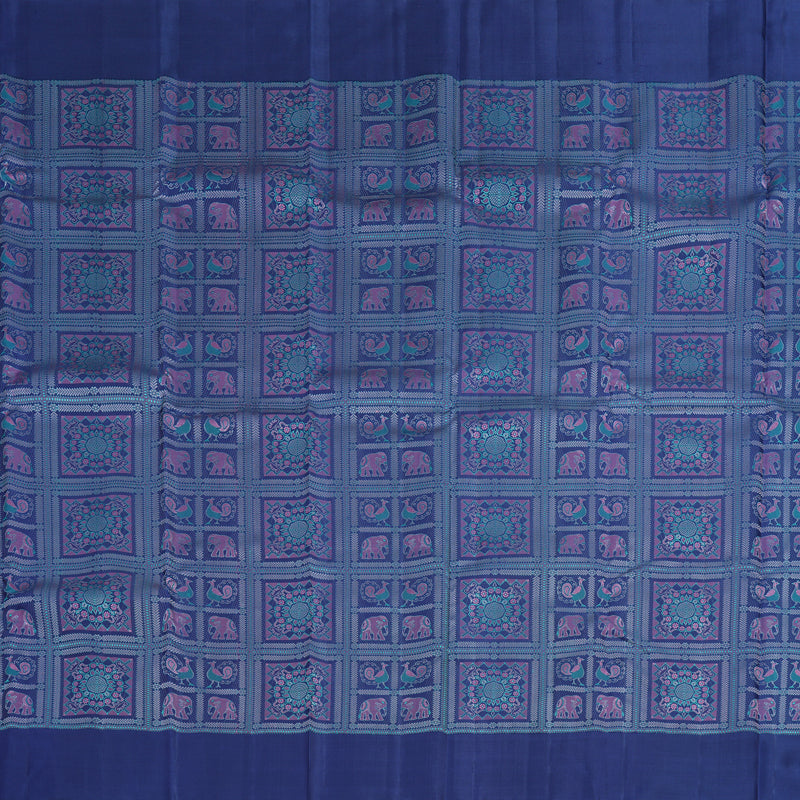 Hayagrivas Handloom Dark Blue Kanjivaram Silk Saree KBE2489C8-1