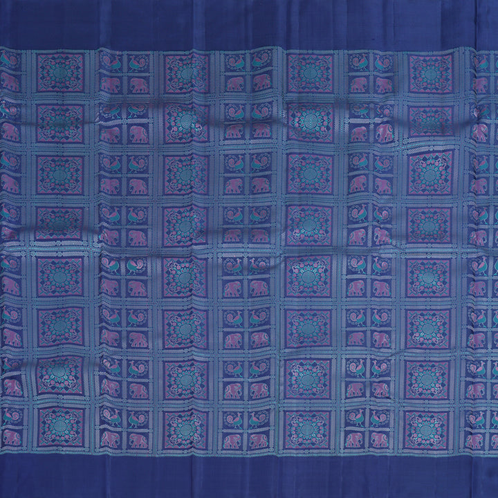 Hayagrivas Handloom Dark Blue Kanjivaram Silk Saree KBE2489C8-1