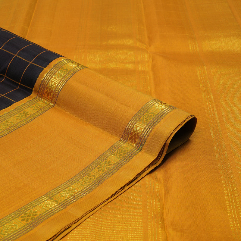 Hayagrivas Handloom Kanchana Brown Kanjivaram Silk Saree with Mustard Yellow Border KBE2489C9-1
