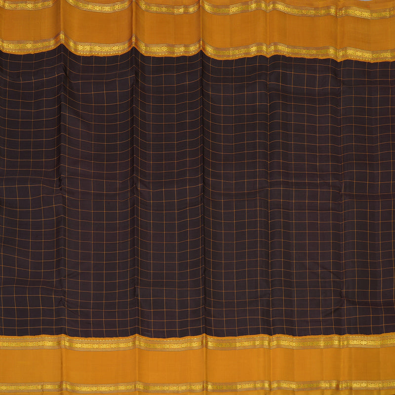 Hayagrivas Handloom Kanchana Brown Kanjivaram Silk Saree with Mustard Yellow Border KBE2489C9-1