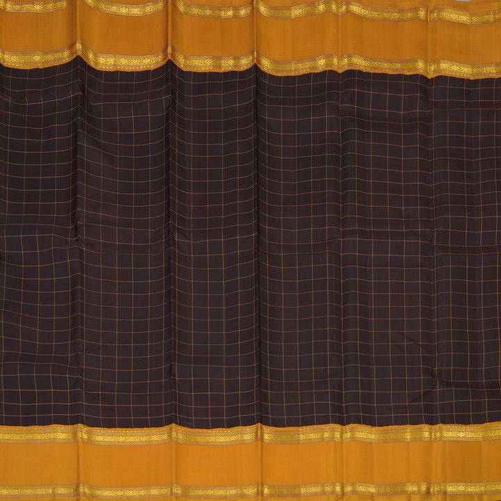 Hayagrivas Handloom Kanchana Brown Kanjivaram Silk Saree with Mustard Yellow Border KBE2489C9-1