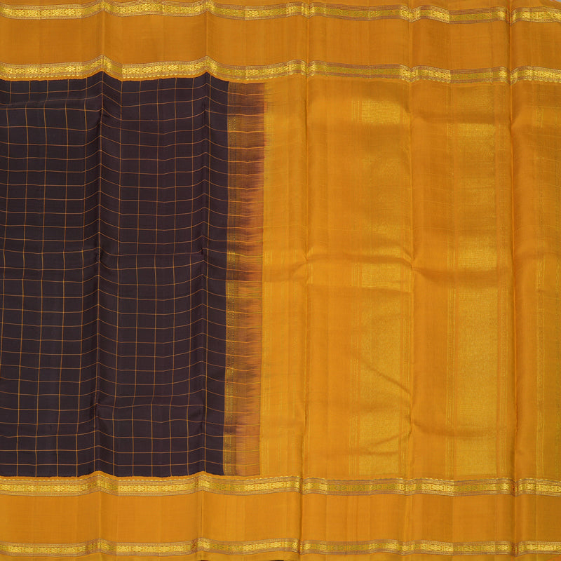 Hayagrivas Handloom Kanchana Brown Kanjivaram Silk Saree with Mustard Yellow Border KBE2489C9-1