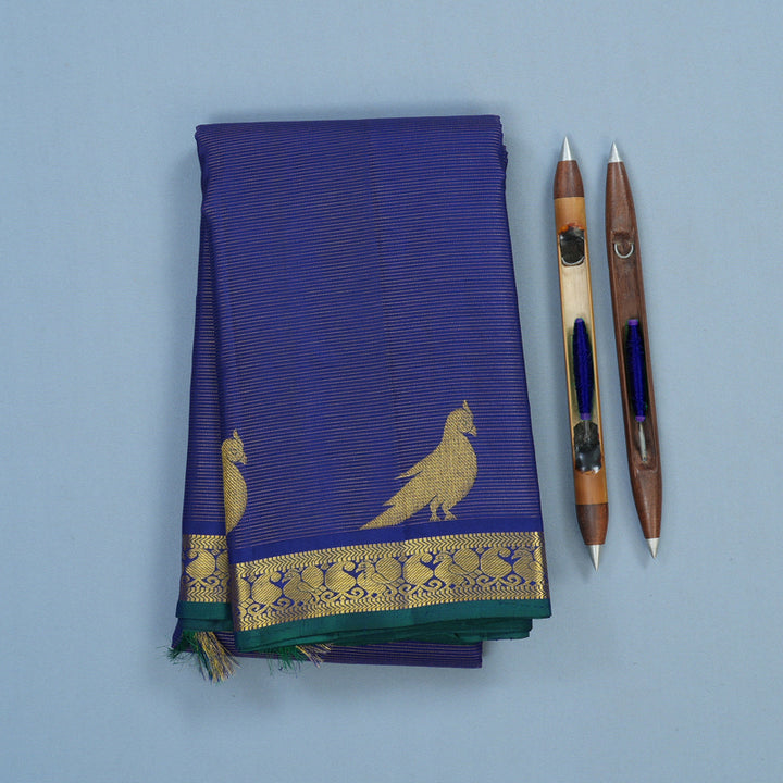 Hayagrivas Handloom Dark Blue Kanjivaram Silk Saree KBE2493C3-2